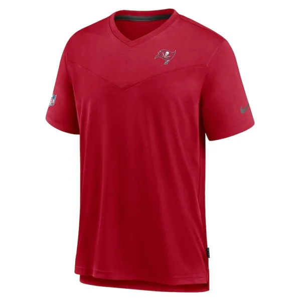 Tampa bay buccaneers nike sideline coach chevron lock up logo v neck performance t shirt Red S
