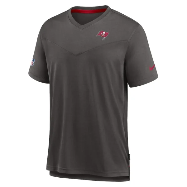 Tampa bay buccaneers nike sideline coach chevron lock up logo v neck performance t shirt pewter Multi S