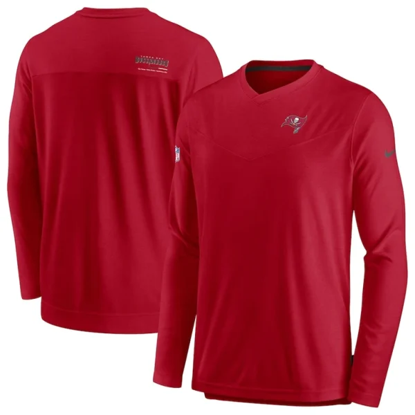 Tampa bay buccaneers nike sideline coach chevron lock up long sleeve v neck performance t shirt Red
