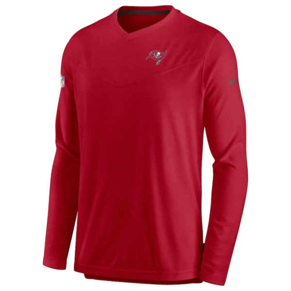 Tampa bay buccaneers nike sideline coach chevron lock up long sleeve v neck performance t shirt Red M