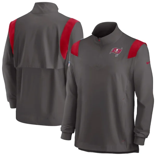 Tampa bay buccaneers nike sideline coach chevron lockup quarter zip long sleeve top pewter Multi