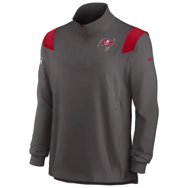 Tampa bay buccaneers nike sideline coach chevron lockup quarter zip long sleeve top pewter Multi M