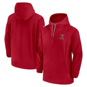 Tampa bay buccaneers nike sideline half zip hoodie Red