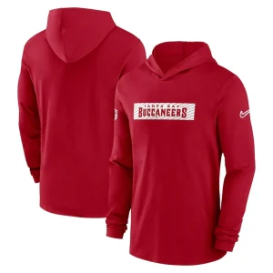 Tampa bay buccaneers nike sideline hoodie performance long sleeve t shirt Red