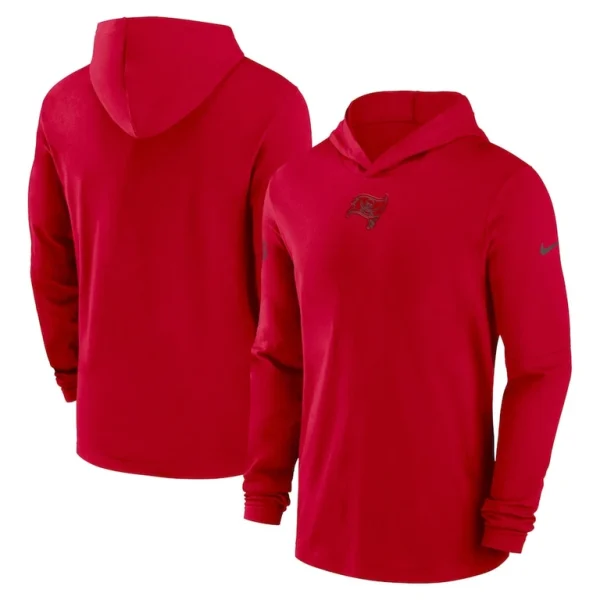 Tampa bay buccaneers nike sideline performance long sleeve hoodie t shirt Red