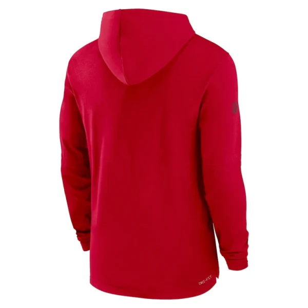 Tampa bay buccaneers nike sideline performance long sleeve hoodie t shirt Red L