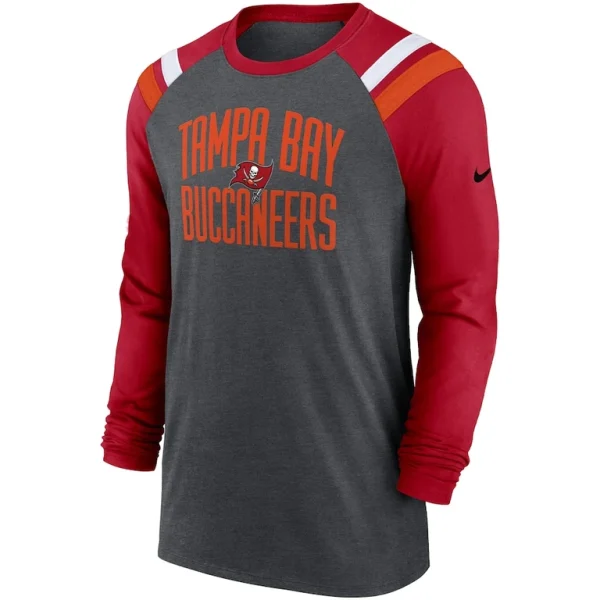 Tampa bay buccaneers nike tri blend raglan athletic long sleeve fashion t shirt Heathered charcoalred M