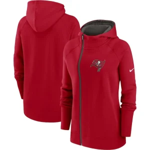 Tampa bay buccaneers nike womens asymmetrical raglan full zip hoodie Red