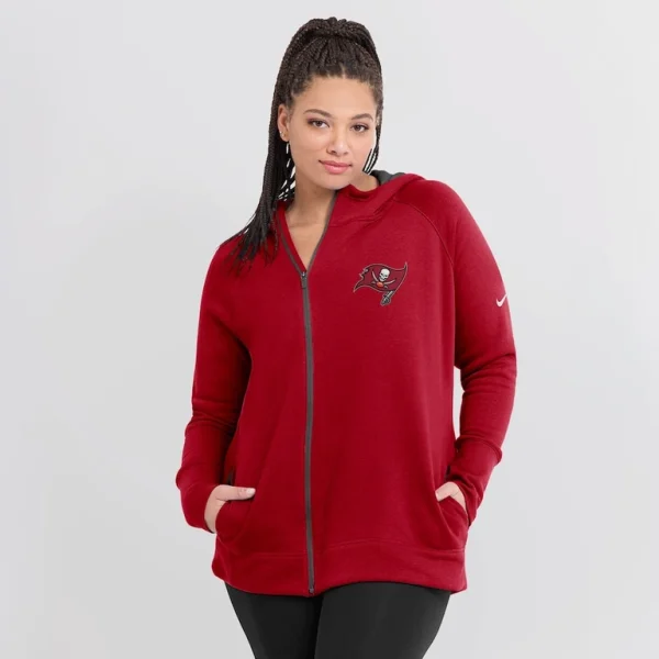 Tampa bay buccaneers nike womens asymmetrical raglan full zip hoodie Red L