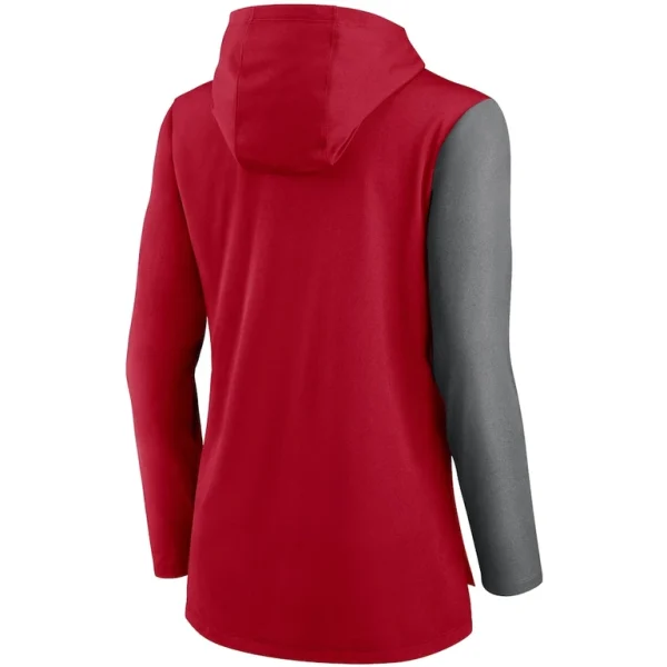 Tampa bay buccaneers nike womens chevron hoodie performance long sleeve t shirt Redheathered charcoal M