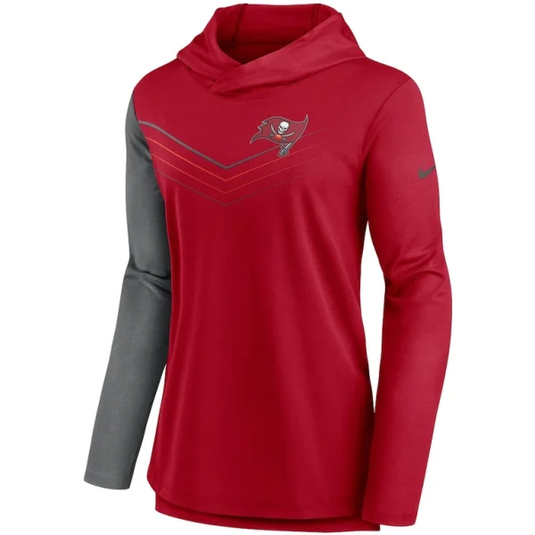 Tampa bay buccaneers nike womens chevron hoodie performance long sleeve t shirt Redheathered charcoal S