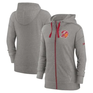Tampa bay buccaneers nike womens gym vintage full zip hoodie Heather charcoal