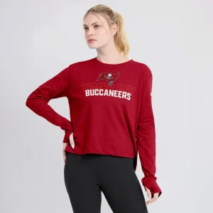 Tampa bay buccaneers nike womens modest crop performance long sleeve t shirt Red L