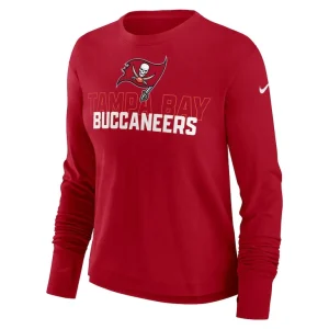 Tampa bay buccaneers nike womens modest crop performance long sleeve t shirt Red S