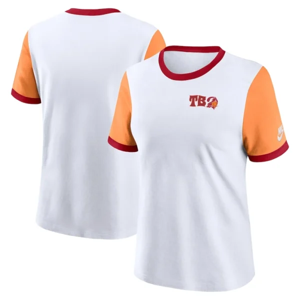 Tampa bay buccaneers nike womens rewind ringer t shirt Whiteorange