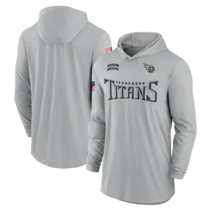 Tennessee titans nike 2024 salute to service lightweight performance long sleeve hooded t shirt Gray