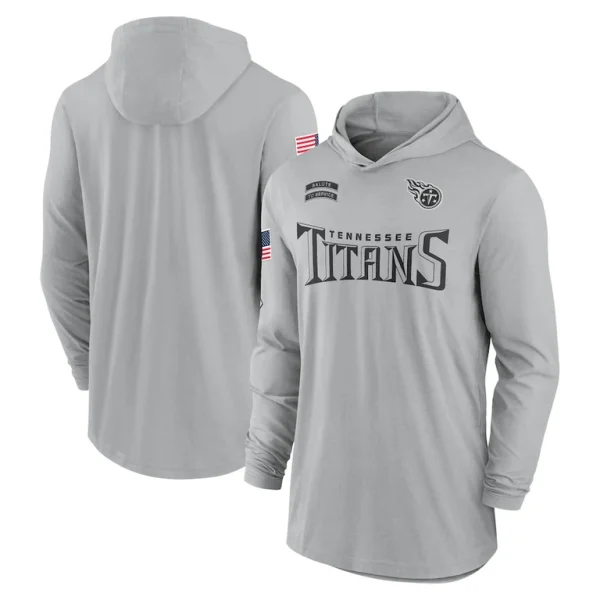 Tennessee titans nike 2024 salute to service lightweight performance long sleeve hooded t shirt Gray
