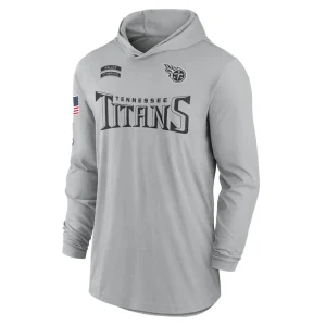 Tennessee titans nike 2024 salute to service lightweight performance long sleeve hooded t shirt Gray M
