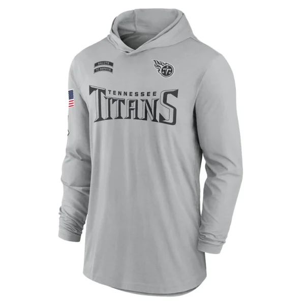 Tennessee titans nike 2024 salute to service lightweight performance long sleeve hooded t shirt Gray M