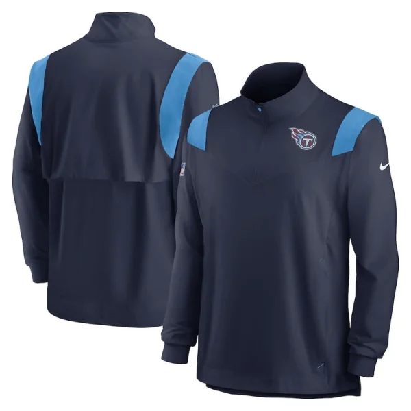 Tennessee titans nike sideline coach chevron lockup quarter zip long sleeve top Navy