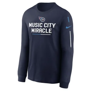 Tennessee titans nike team slogan long sleeve t shirt Navy M