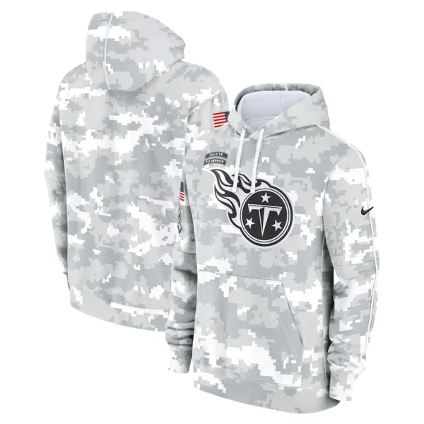 Tennessee titans nike youth 2024 salute to service pullover hoodie Whitegray
