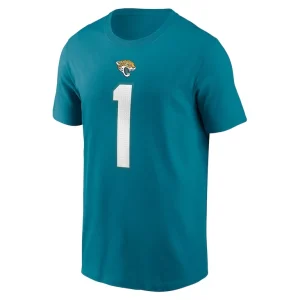 Travis etienne jacksonville jaguars nike player name number t shirt Teal M
