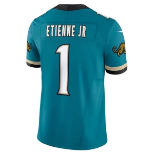 Travis etienne jacksonville jaguars nike prowler throwback vapor f.u.s.e. limited jersey Teal L