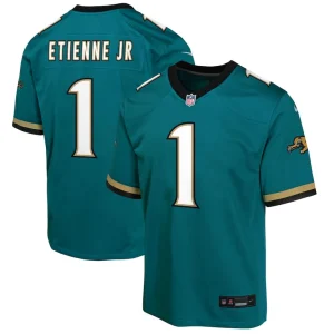 Travis etienne jacksonville jaguars nike youth prowler throwback player game jersey Teal