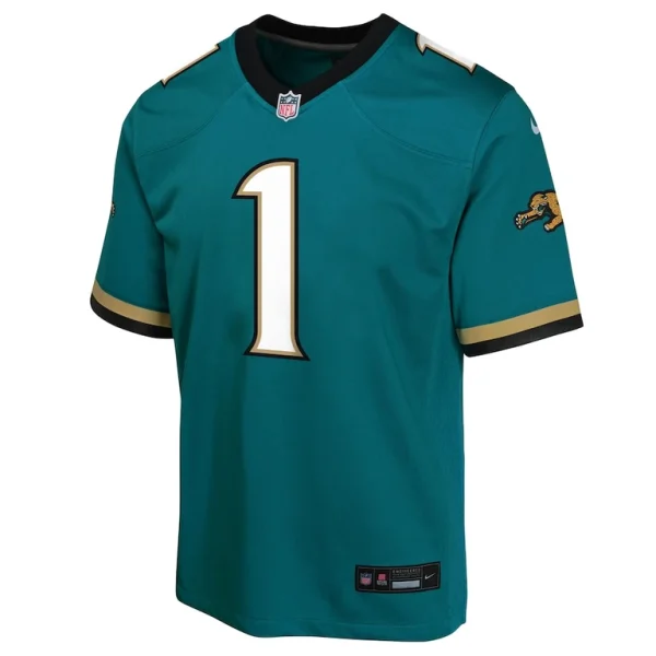 Travis etienne jacksonville jaguars nike youth prowler throwback player game jersey Teal Yth L