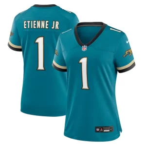 Travis etienne jr jacksonville jaguars nike womens prowler throwback game jersey Teal