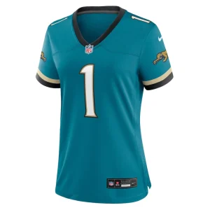 Travis etienne jr jacksonville jaguars nike womens prowler throwback game jersey Teal M