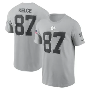 Travis kelce kansas city chiefs nike 2024 salute to service name number t shirt Gray