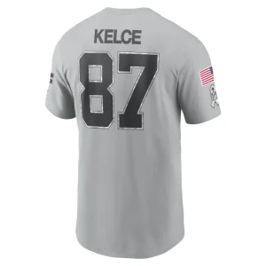 Travis kelce kansas city chiefs nike 2024 salute to service name number t shirt Gray L