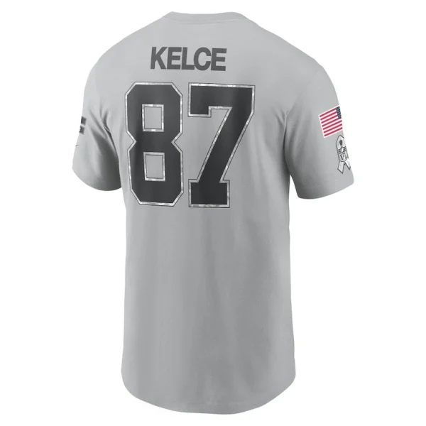 Travis kelce kansas city chiefs nike 2024 salute to service name number t shirt Gray L
