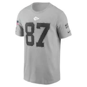 Travis kelce kansas city chiefs nike 2024 salute to service name number t shirt Gray M