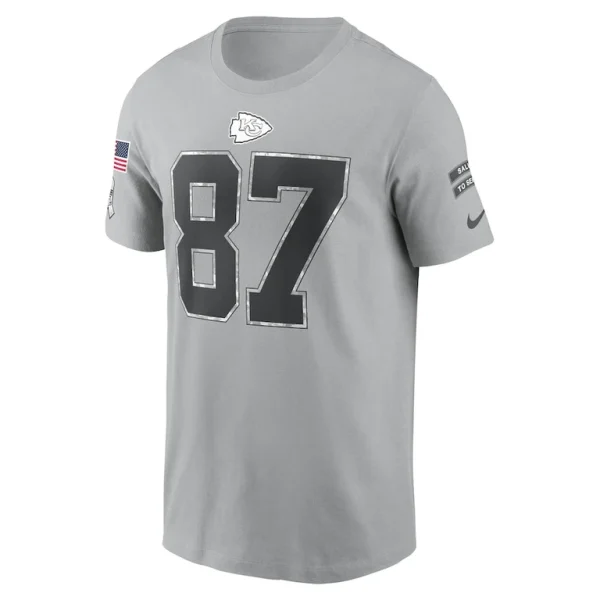 Travis kelce kansas city chiefs nike 2024 salute to service name number t shirt Gray M