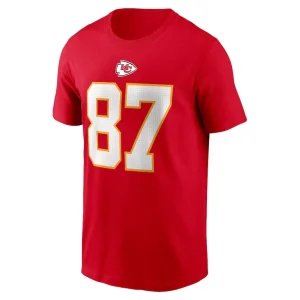 Travis kelce kansas city chiefs nike player name number t shirt Red M