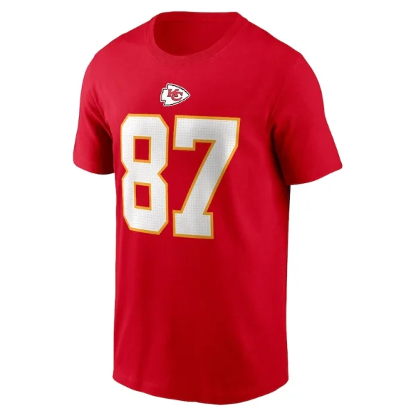 Travis kelce kansas city chiefs nike player name number t shirt Red M