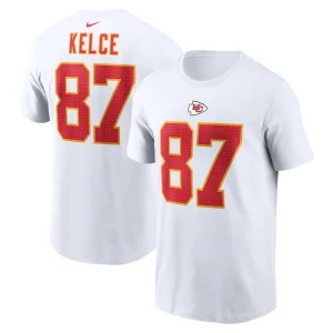 Travis kelce kansas city chiefs nike player name number t shirt White