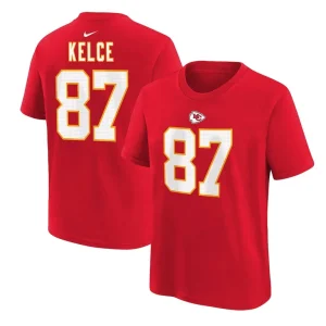 Travis kelce kansas city chiefs nike preschool player name number t shirt Red