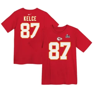 Travis kelce kansas city chiefs nike preschool super bowl lix player name number t shirt Red