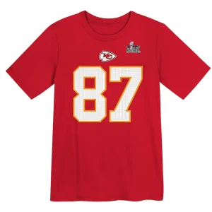 Travis kelce kansas city chiefs nike preschool super bowl lix player name number t shirt Red 56