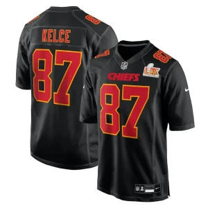 Travis kelce kansas city chiefs nike super bowl lix fashion game jersey Carbon black