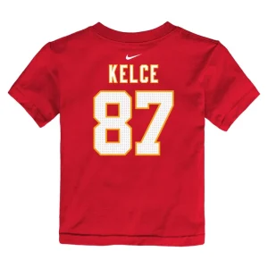 Travis kelce kansas city chiefs nike toddler player name number t shirt Red 4T