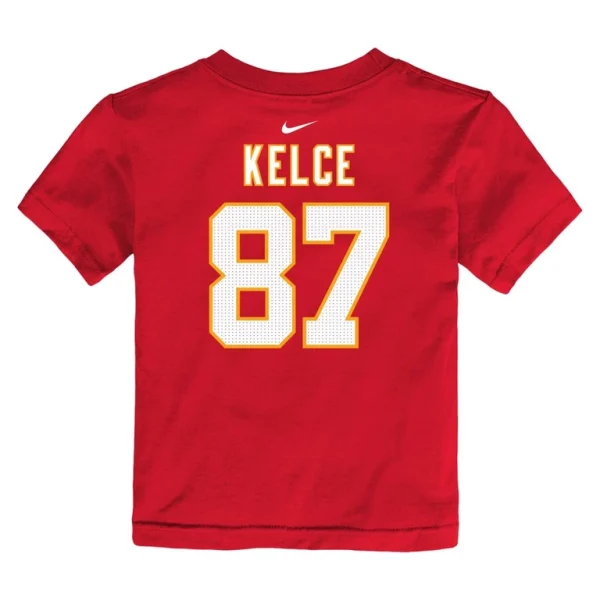 Travis kelce kansas city chiefs nike toddler player name number t shirt Red 4T