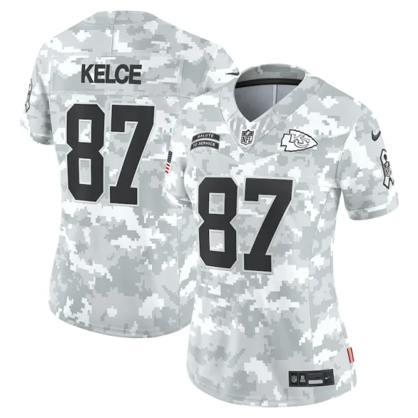 Travis kelce kansas city chiefs nike womens 2024 salute to service limited jersey Arctic camo