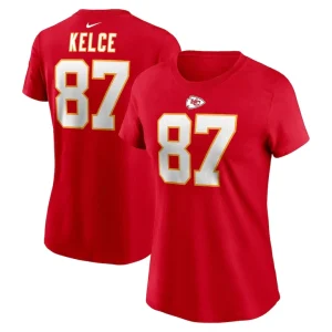 Travis kelce kansas city chiefs nike womens player name number t shirt Red