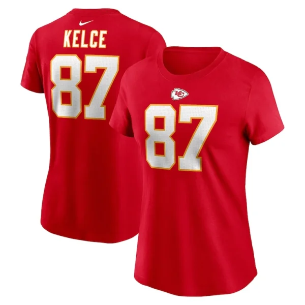 Travis kelce kansas city chiefs nike womens player name number t shirt Red
