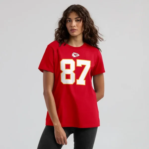 Travis kelce kansas city chiefs nike womens player name number t shirt Red XL